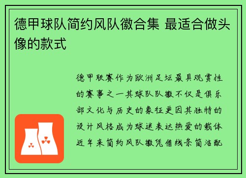 德甲球队简约风队徽合集 最适合做头像的款式