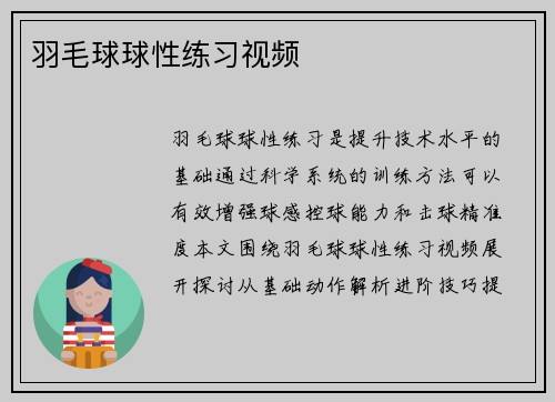 羽毛球球性练习视频